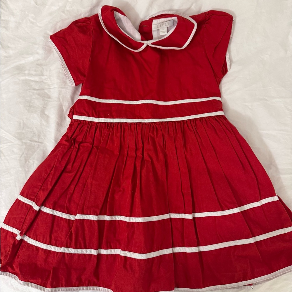 Lively Red and White Pleated Sundress with Flutter Sleeves
